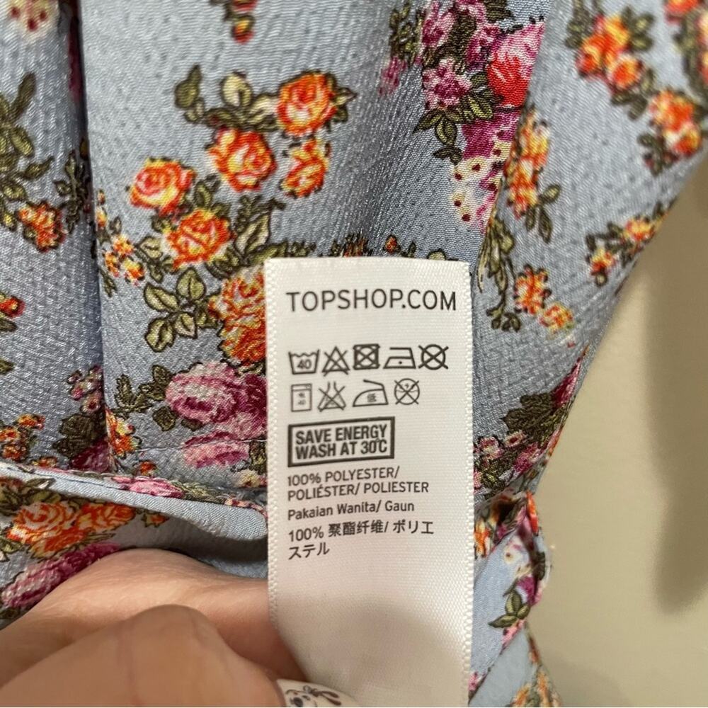 Topshop Confetti Floral Wrap Tea Dress Light Blue Multicolor Size 6 - Picture 9 of 9